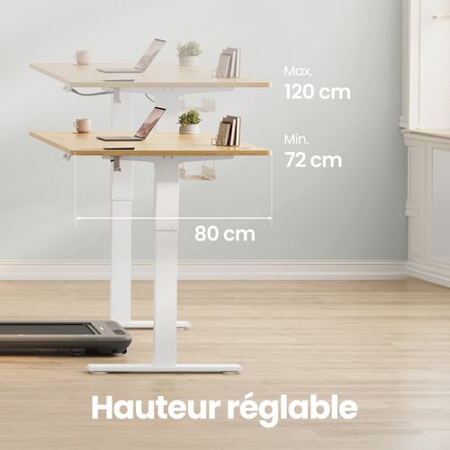 Bureau Assis-debout, Réglable En Hauteur, 160 X 80 Cm, Avec Port USB-c, Couelur Chêne