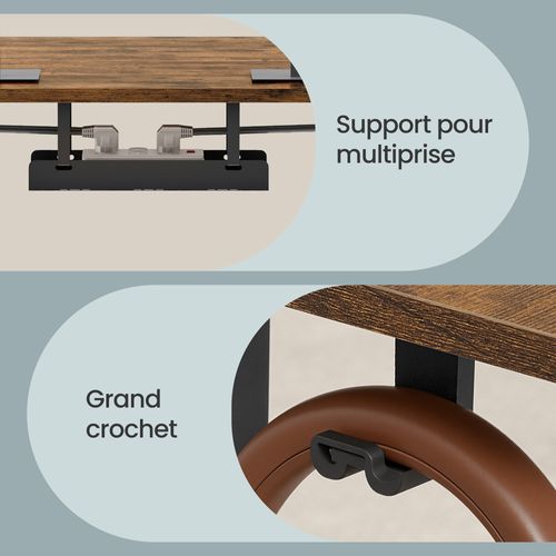 Bureau Assis-debout Réglable, 140 X 80 Cm, Avec Port USB-c, Fonction Mémoire 3 Hauteurs, Marron