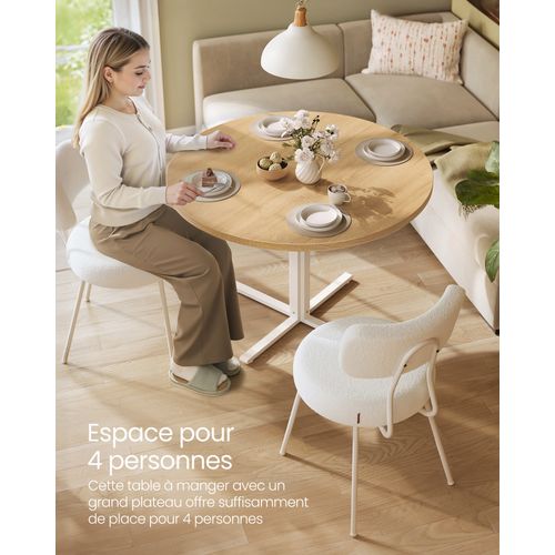 Table Ronde, Surface Résistante à L'eau, 80 Cm De Diamètre, 74,8 Cm De Hauteur, Doré Chêne