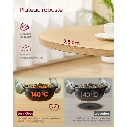 Table Ronde, Surface Résistante à L'eau, 80 Cm De Diamètre, 74,8 Cm De Hauteur, Doré Chêne