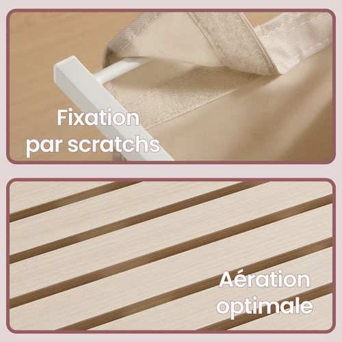 Panier à Linge 3 Compartiments, Avec Étagère De Rangement, Sac Amovible, 3 X 40 L, Beige