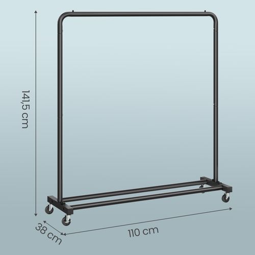 Portemanteau Sur Roulettes, Portant à Vêtements Robuste, Charge 50 Kg, Chambre, Noir