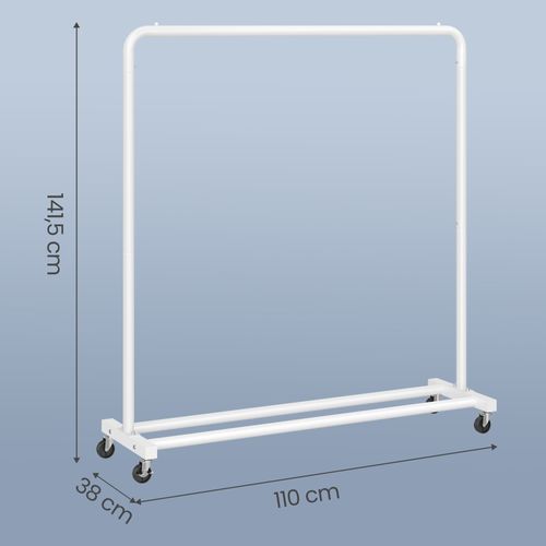 Portemanteau Sur Roulettes, Portant à Vêtements Robuste, Charge 50 Kg, Chambre, Blanc