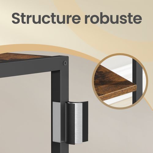 Portemanteau Avec Étagères, Crochets Et Tringle, Cadre En Acier, Pour Entrée, Noir Et Marron