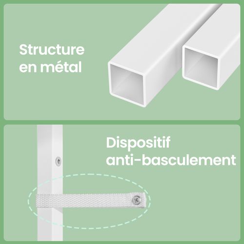 Table De Chevet Avec Éclairage LED Et Multiprise, 3 Tiroirs Et 1 Compartiment Ouvert, Blanc