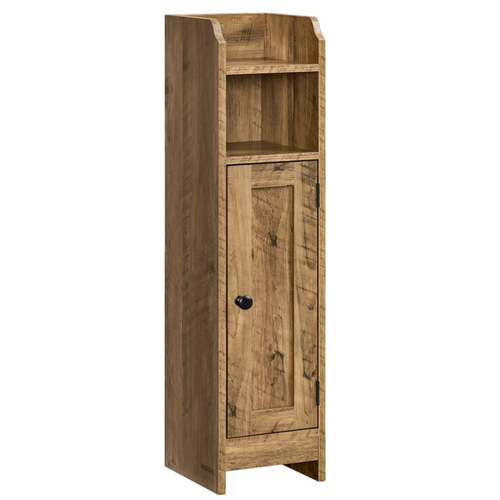 Meuble De Salle De Bain, Étagères Réglables, 20 X 18 X 80 Cm, Marron Miel