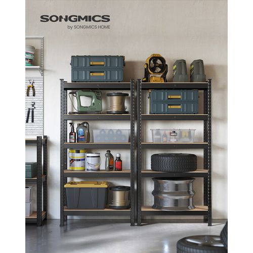 Étagère De Rangement à 5 Niveaux, Lot De 2, 30 X 75 X 150 Cm, Capacité 650 Kg, Noir