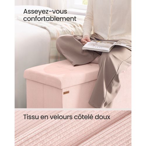 Banc De Rangement, 38 X 110 X 38 Cm, Rose Bonbon