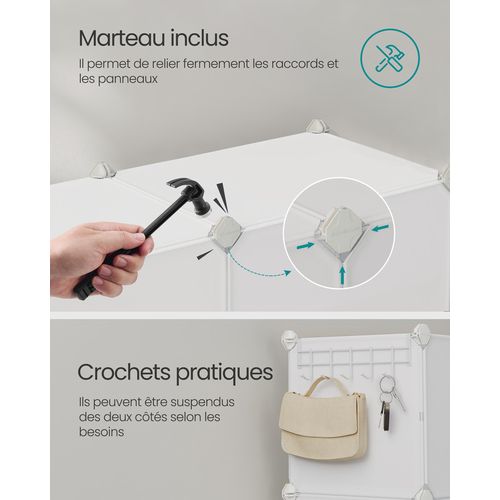 Rangement Pour Chaussures à 12 Compartiments, Pour 48 Paires, Modulable, Blanc Nuage