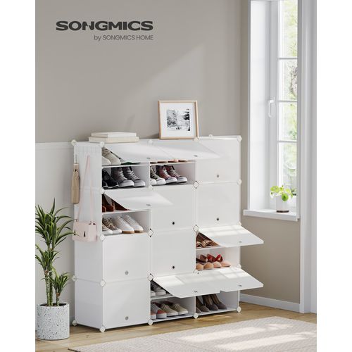 Rangement Pour Chaussures à 12 Compartiments, Pour 48 Paires, Modulable, Blanc Nuage