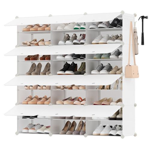 Rangement Pour Chaussures à 12 Compartiments, Pour 48 Paires, Modulable, Blanc Nuage