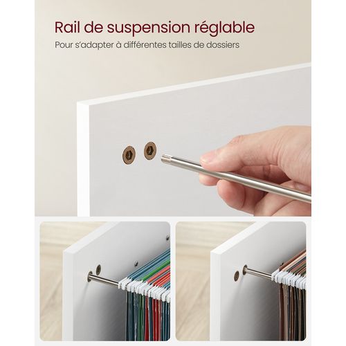 Caisson, Support D'imprimante Bureau, Avec 3 Tiroirs, Compartiments Ouverts, Blanc Boisé