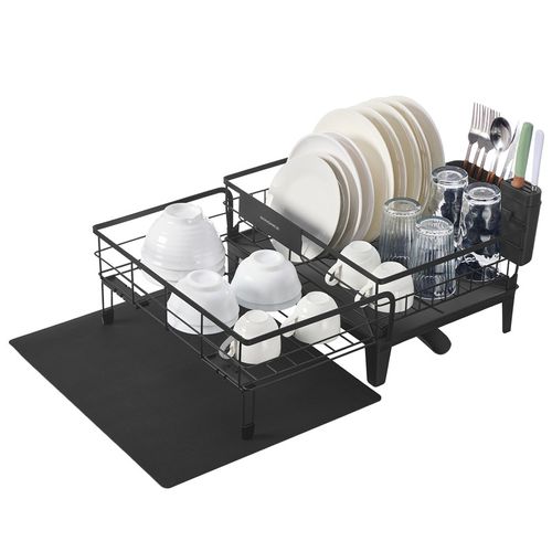 Égouttoir à Vaisselle, Bec Rotatif 360° Et Extensible, 31-56 X 42 X 20 Cm, Noir D’encre