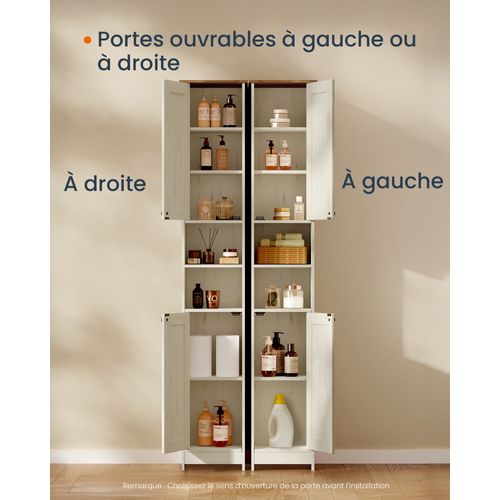 Meuble De Salle De Bain Haut, Toolless Assemblage Sans Outils, Réglables, 30 X 30 X 170 Cm, Blanc