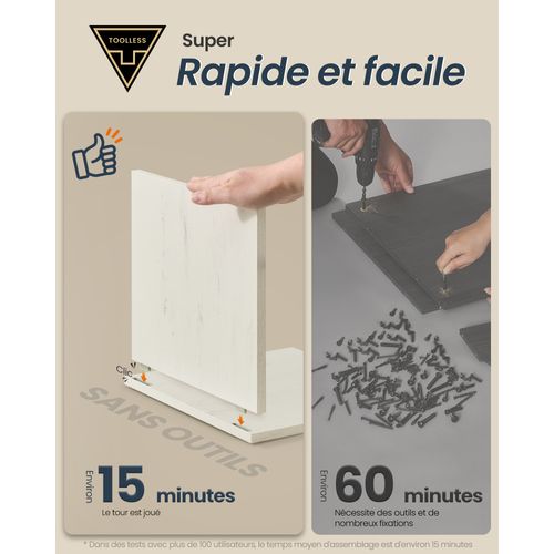 Meuble De Salle De Bain Haut, Toolless Assemblage Sans Outils, Réglables, 30 X 30 X 170 Cm, Blanc