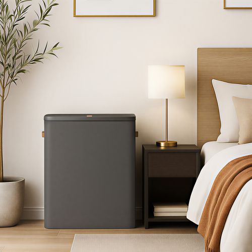 Panier à Linge Sale De 190 L, Avec Couvercle Et Poignées, Sac Interne Amovible, Noir D'encre