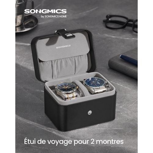 Étui De Voyage Pour Montres, Séparateur Ajustable, 10,1 X 12 X 8,5 Cm,surface Noir , Doublure Gris