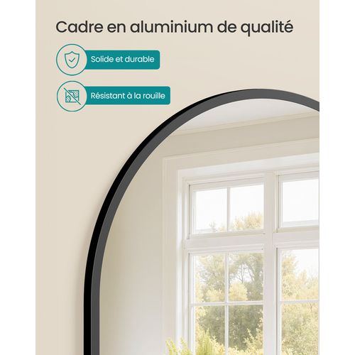Miroir Salle De Bain, Mural Arqué, 91 X 61 Cm, Avec Film De Sécurité, Noir D'encre