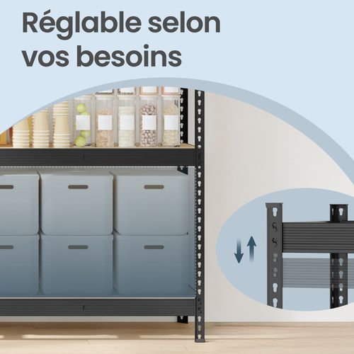 Étagère De Rangement, Charge Lourde 2000 Kg, 4 Niveaux, 60 X 200 X 183 Cm, Noir
