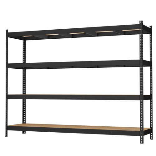 Étagère De Rangement, Charge Lourde 2000 Kg, 4 Niveaux, 60 X 200 X 183 Cm, Noir