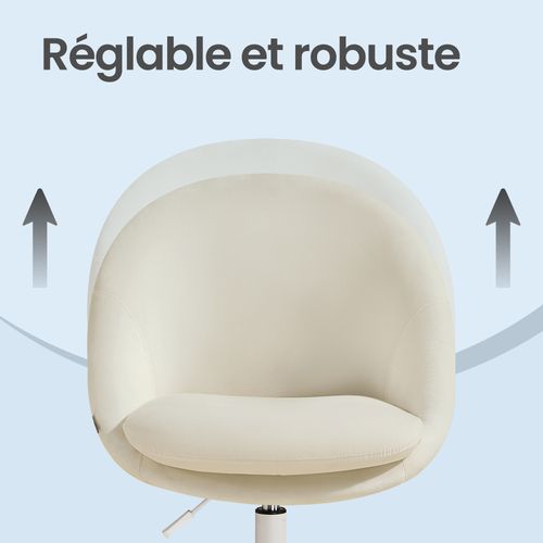 Chaise De Maquillage, Avec Face Avant En Velours, Rembourrage En Mousse, Hauteur Réglable, Blanc