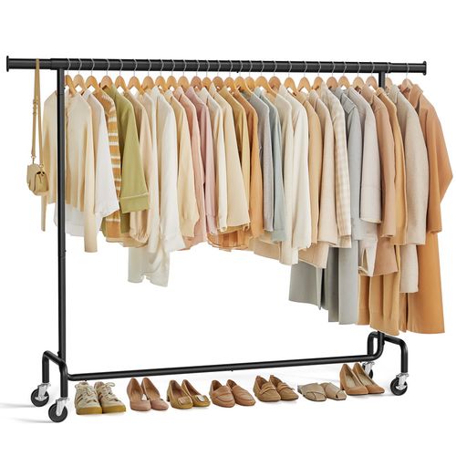 Portant à Vêtements Avec Roulettes, Capacité De Charge 110 Kg, 45 X (160-200) X 162,9 Cm, Noir