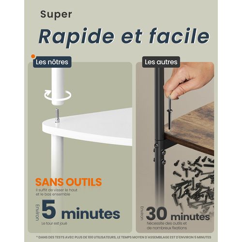 Étagère D'angle à 5 Niveaux, Étagère De Rangement, 38,3 X 27 X 139 Cm, Blanc Neige