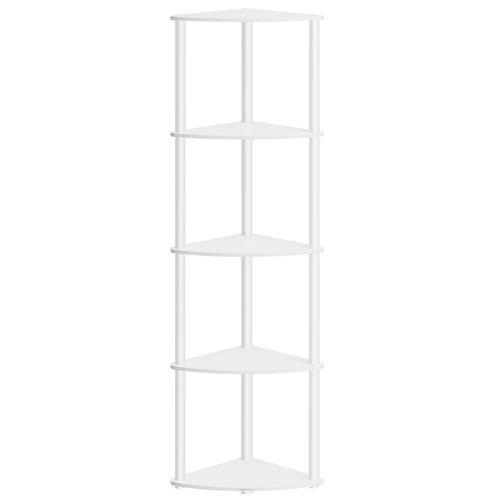 Étagère D'angle à 5 Niveaux, Étagère De Rangement, 38,3 X 27 X 139 Cm, Blanc Neige