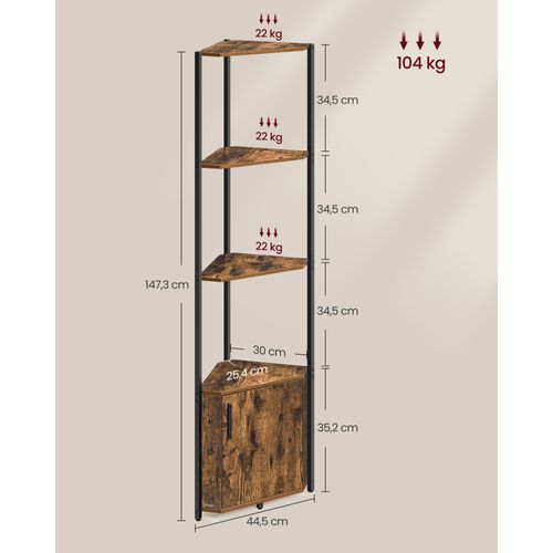 Étagère D’angle, Avec Placard, Meuble D’angle à 5 Niveaux, Étagère De Rangement