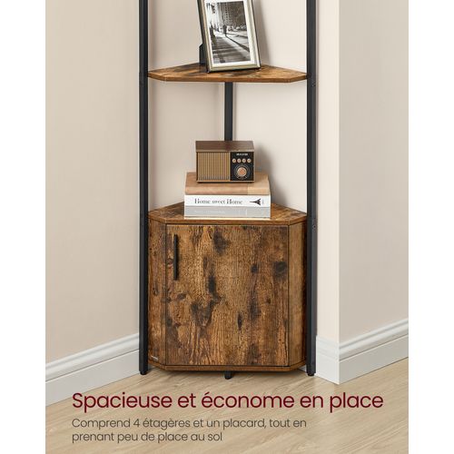 Étagère D’angle, Avec Placard, Meuble D’angle à 5 Niveaux, Étagère De Rangement