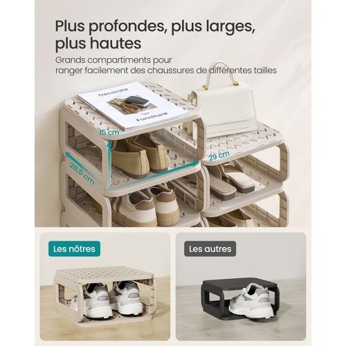 Étagère à Chaussures, 6 Plateaux, Rangement Pour Chaussures Ouvert, Beige Cappuccino