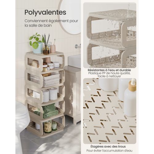 Étagère à Chaussures, 6 Plateaux, Rangement Pour Chaussures Ouvert, Beige Cappuccino