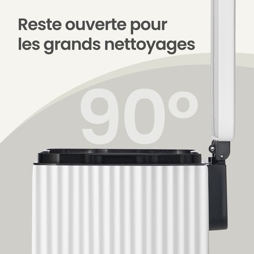 Poubelle De Cuisine à Pédale, En Acier, Seau Intérieur Amovible, Fermeture Douce, 50 L, Blanc