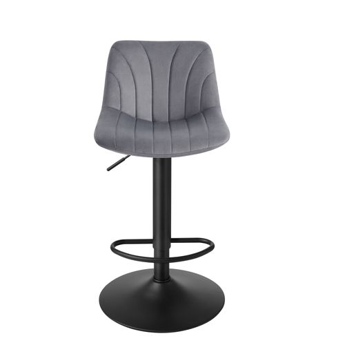 Chaises De Bar Réglables, Tabourets Avec Dossier, Rotation 360°, Velours, Lot De 2, Gris