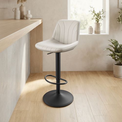 Chaises De Bar Réglables, Tabourets Avec Dossier, Rotation 360°, Velours, Lot De 2, Blanc