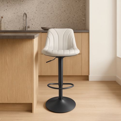 Chaises De Bar Réglables, Tabourets Avec Dossier, Rotation 360°, Velours, Lot De 2, Blanc