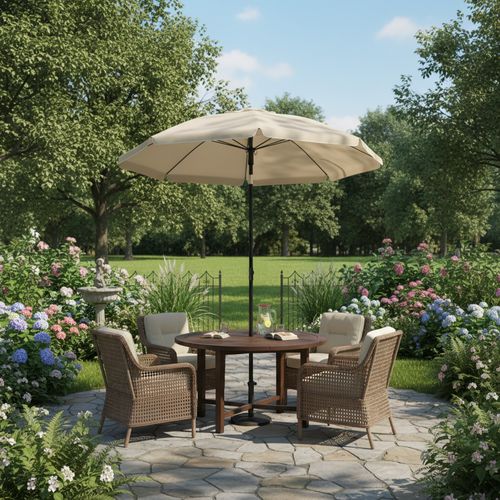 Parasol Inclinable 180 Cm, Protection Upf 50+, Hauteur Ajustable, Sac Inclus, Beige