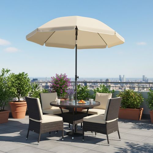 Parasol Inclinable 180 Cm, Protection Upf 50+, Hauteur Ajustable, Sac Inclus, Beige