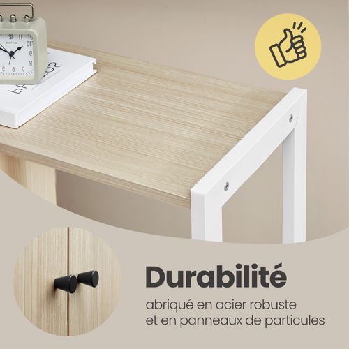 Bibliothèque De Rangement à Portes, Moderne En Acier, Grande Capacité, Beige Et Blanc
