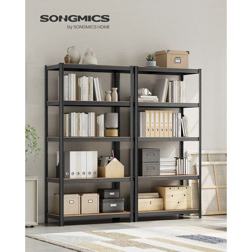 Rayonnages, Lot De 2, 5 Tablettes, 45 X 90 X 180 Cm, Capacité De Charge Jusqu'à 875 Kg, Noir