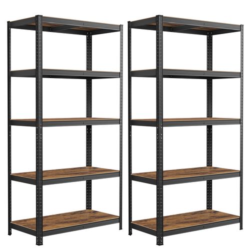 Rayonnages, Lot De 2, 5 Tablettes, 45 X 90 X 180 Cm, Capacité De Charge Jusqu'à 875 Kg, Noir