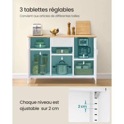Armoire De Rangement,placard à Double Portes,fermeture Magnétique, Étagères Réglables,blanc Et Beige