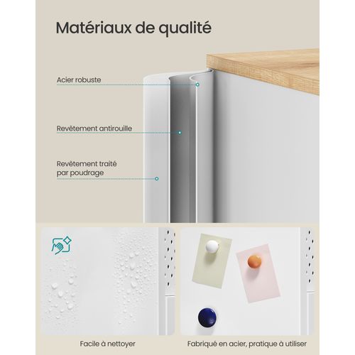 Armoire De Rangement,placard à Double Portes,fermeture Magnétique, Étagères Réglables,blanc Et Beige