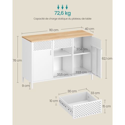 Armoire De Rangement,placard à Double Portes,fermeture Magnétique, Étagères Réglables,blanc Et Beige