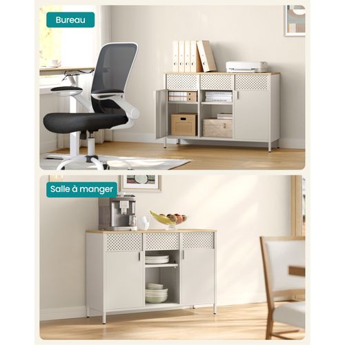 Armoire De Rangement,placard à Double Portes,fermeture Magnétique, Beige Et Beige