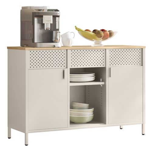 Armoire De Rangement,placard à Double Portes,fermeture Magnétique, Beige Et Beige