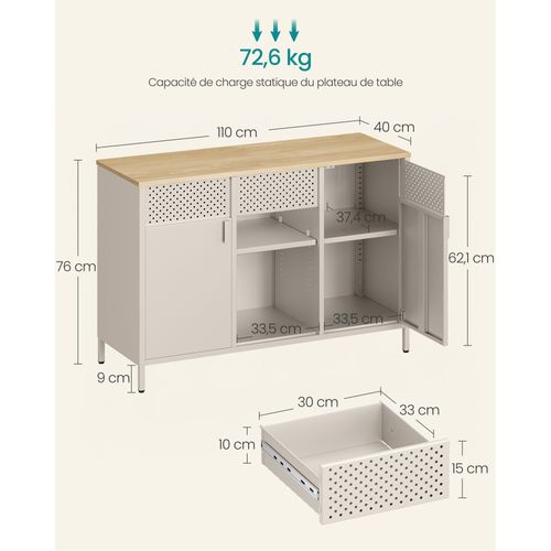 Armoire De Rangement,placard à Double Portes,fermeture Magnétique, Beige Et Beige