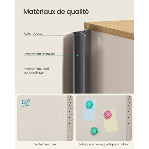 Armoire De Rangement,placard à Double Portes,fermeture Magnétique, Beige Et Beige