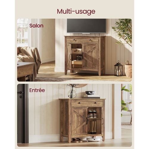 Buffet,avec Portes, Étagère Réglable, Style Campagne, Pour Salon, 40 X 80 X 80 Cm, Marron Miel