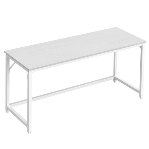 Bureau D'ordinateur, Table, 160 X 60 X 76 Cm, Cadre En Métal, Blanc Érable Et Blanc Nacré